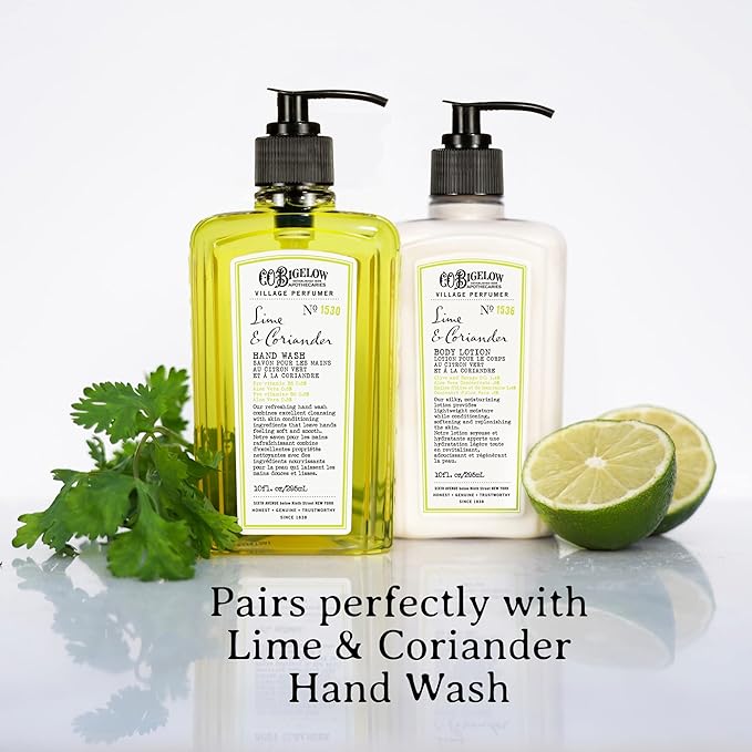 C.O. Bigelow Lime Coriander Body Lotion, Village Perfumer Moisturizing Body Lotion with Aloe Vera, Borage Oil & Olive Oil, 10 Fl Oz-Velvo Beauty