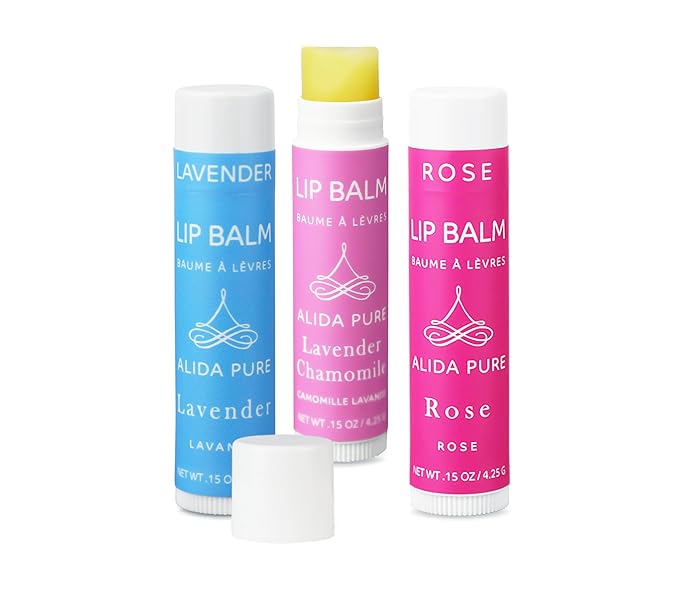 Floral Lip Balm Collection, Vegan Lip Balm Set, Beeswax Free, with Avocado Oil, Organic Jojoba Oil, and Vitamin E, Natural Moisturizer for Dry, Chapped or Cracked Lips, 3 Tube Set-Velvo Beauty