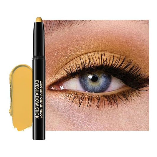 Eyeshadow Stick, Shimmer and Matte Cream Eye Shadow Brightener Sticks Eyeliner Pencil Crayon, Waterproof Long Lasting Eye Highlighter Stick Makeup,0.056 Oz(#7-Sun)-Velvo Beauty