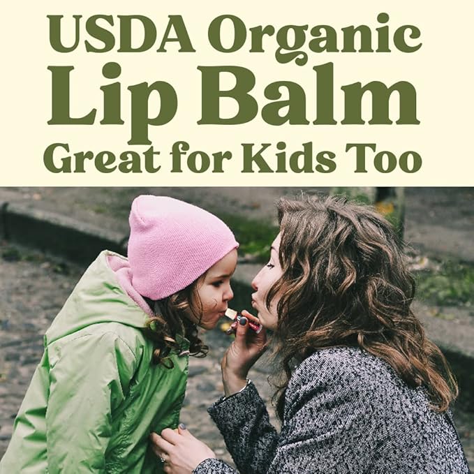 USDA Organic Lip Balm 4-Pack by Earth's Daughter - Citrus Flavor, Beeswax, Coconut Oil, Vitamin E - Best Lip Repair Chapstick for Dry Cracked Lips.-Velvo Beauty