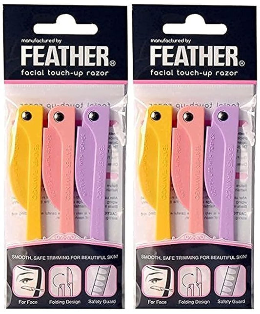Feather Flamingo Facial Touch-up Razor (3 Razors X 2 Pack)-Velvo Beauty