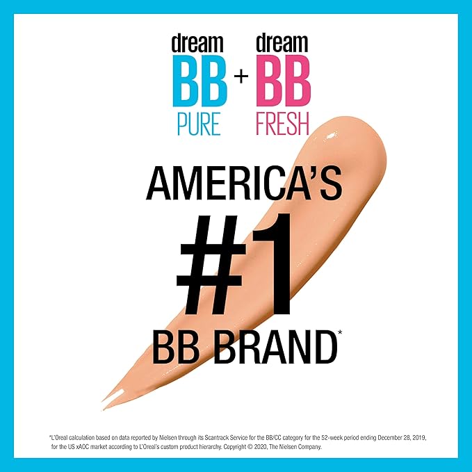 Maybelline Dream Pure Skin Clearing BB Cream, 8-in-1 Skin Perfecting Beauty Balm With 2% Salicylic Acid, Sheer Tint Coverage, Oil-Free, Light, 1 Count-Velvo Beauty