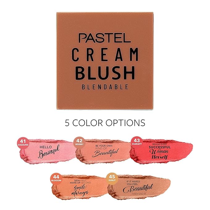 Pastel Cream Blush 45 | Red | Fresh | Healthy & Natural Look | Ligh Weighted Formula | Sebum Control Richly Pigmented | Easily Blendable | Long Lasting | Semi Matte | 0.18 oz.-Velvo Beauty