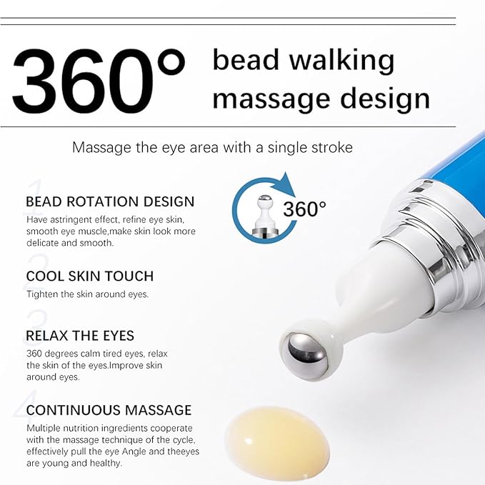 5% Caffeine Eye Serum,Caffeine Eye Cream with Massage Roller Ball,Under Eye Cream for Dark Circles,Puffiness,Under Eye Bags,Moisturizing Cream Eye Bags Fine Lines Wrinkle Treatment for Women and Men-Velvo Beauty