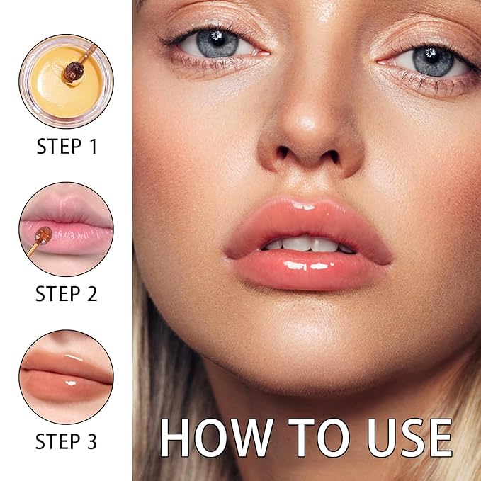 4 PCS Lip Mask Overnight, Honey&Strawberry Moisturizing Repair Sleeping Lip Balm, Fade Lip Lines Bee lip Balm, Hydrating &Prevention Dry and Crack Lip Scrubs Exfoliator (2 Honey & 2 Strawberry)-Velvo Beauty