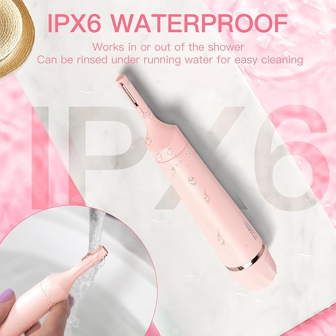 Nose Hair Trimmer for Women, 3in1 Electric Eyebrow Trimmer Waterproof Facial Hair Removal Rechargeable Hair Shaver Razor for Nose Ear Eyebrow Peach-Fuzz Lips Chin FT3001 Pink-Velvo Beauty