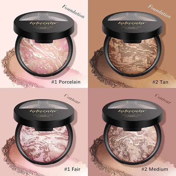 Baked Powder Foundation Makeup, Brighten Color Correcting Foundation Make up, Foundation for Mature Skin, Face Powder for Women, Full Coverage, Natural Finish & Easy to Use #02-Velvo Beauty