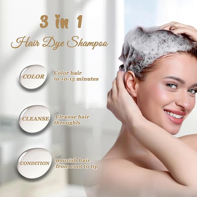 Silver Gray Hair Dye Shampoo, Instant Hair Color Shampoo, Colors Hair in Minutes, Long Lasting Silver Hair Dye, Champu Para Canas, Easy to Use 16.90 Fl Oz-Velvo Beauty