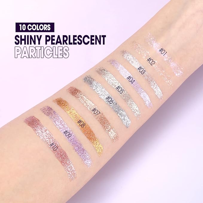 LANGMANNI 10Pcs Liquid Glitter Eyeshadow Korean Makeup Set, Shimmer,Pigmented,Long Lasting,Quick Drying,Easy to Apply Crystals Glitter Eyeshadow (10pcs Set)-Velvo Beauty