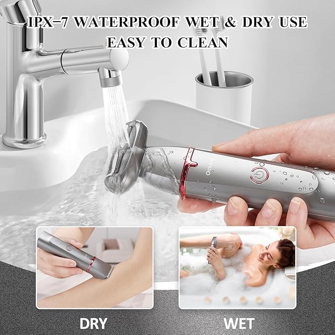 Electric Razors for Women, 3-in-1 Electric Lady Clipper Pubic Hair Trimmer-Painless Hair Removal Groomer Kit Rechargable Bikini Trimmer for Women with 3 Trimmer Heads, IPX7 Waterproof-Velvo Beauty