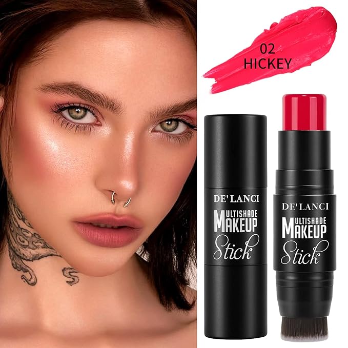 Creamy Blush Stick With Brush for Mature Skin/Lip/Eyes,Lightweight Luxuriously Blendable Rose Color Matte Multi Blush Stick for All Ages, Long Lasting Waterproof Cream Blush for Cheeks/Face #2-Velvo Beauty