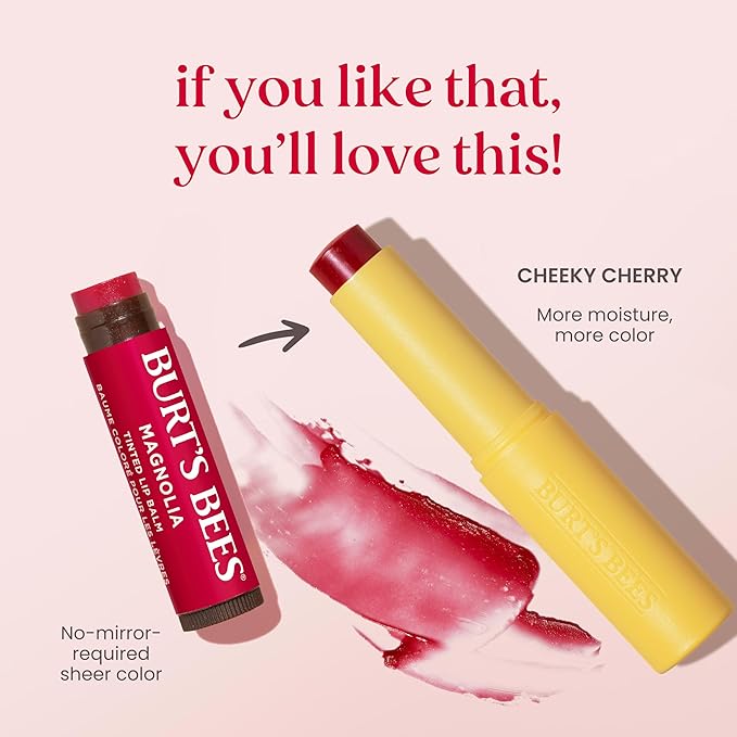 Burt’s Bees Back to School Gift Ideas, Tinted Boosted Balm, Cheeky Cherry, Hydrating Tinted Lip Balm with Vitamin C, E, and F Core, 24 Hour Lip Moisturizer, 100% Natural Origin, 1 Count, 0.16oz-Velvo Beauty