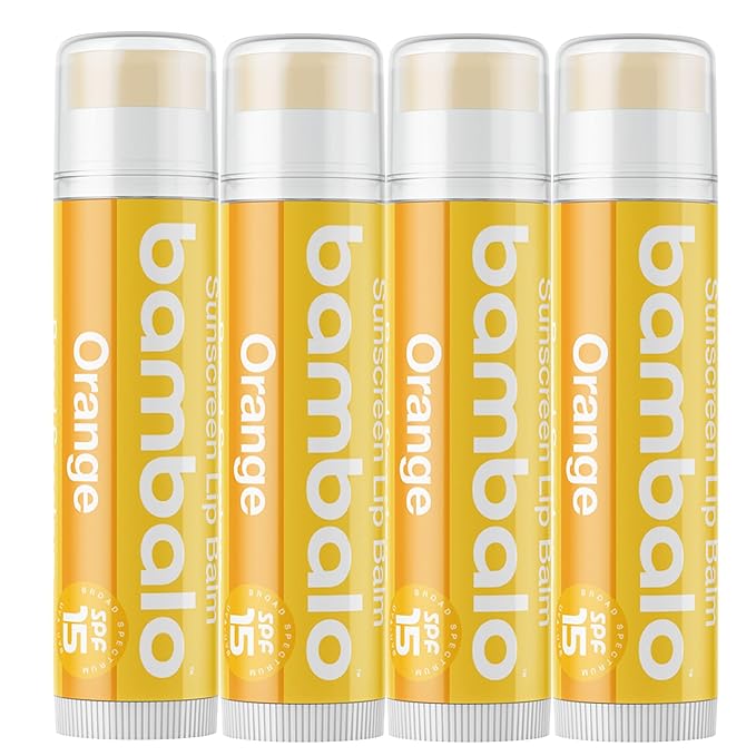 4-Pack Orange SPF 15 Lip Balm - Organic Ingredients, Broad Spectrum UVA/UVB Protection - Hydrating & Moisturizing, USA Made-Velvo Beauty