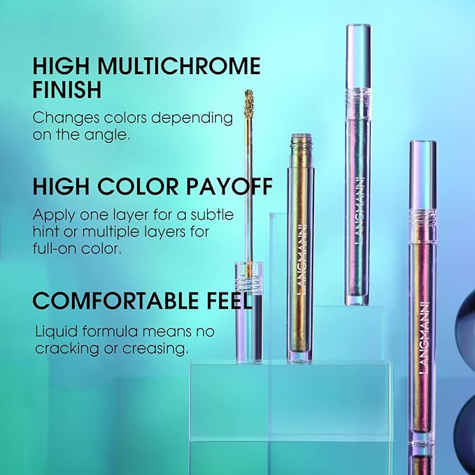 Jolilab Metallic Liquid Chameleon Eyeshadow, Multi-Dimensional Eye Looks, Long-lasting Holographic Glitter Multichrome Eyeshadows Makeup (#Peacock+Wonder+Ember)-Velvo Beauty