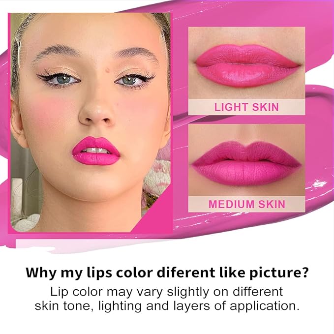 Oulac Pink Matte Lipstick Set for Women,Purple, Orange Lip Stain Long Lasting Waterproof, No Transfer, Creamy High Pigmented Formula with Rose Oil, Vegan & Cruelty-Free (M06+M07+M14)-Velvo Beauty