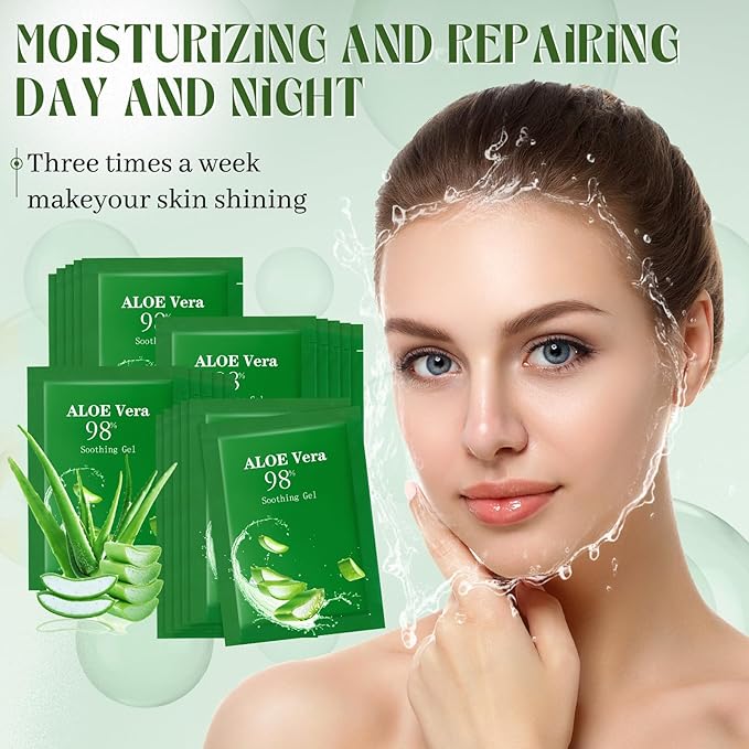 60 Pcs Aloe Vera Gel Bulk Travel Size Soothing Gel 98% Organic Aloe Vera Moisturizer for Skin and Hair Face Moisturizer for Sunburns Relief, Razor Burns, DIY Skincare-Velvo Beauty