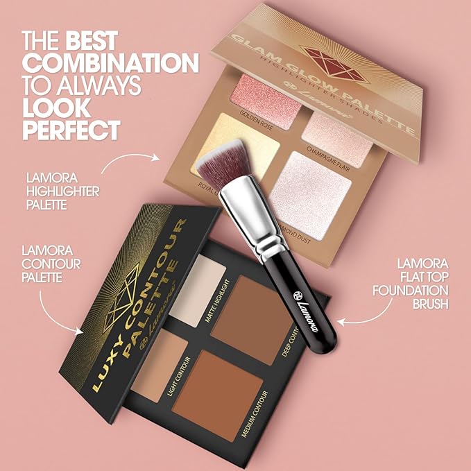 LAMORA Foundation Brush for Liquid Makeup - Kabuki Face Brush for Cream, Powder, Blush, and Concealer - Flat Top Blending, Buffing, Stippling Brush-Velvo Beauty