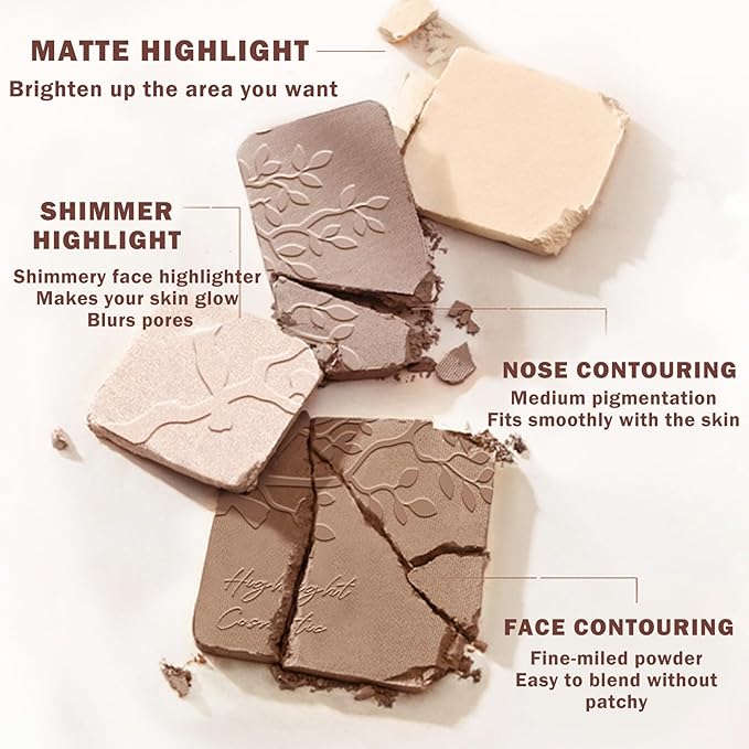 Contour Powder Highlighter Powder Contour Palette,2 In 1 Highlighter Contour Palette,Shimmer Powder Highlighter Matte Powder Contour Palette,Face Contorno Maquillaje-Warm Brown-Velvo Beauty