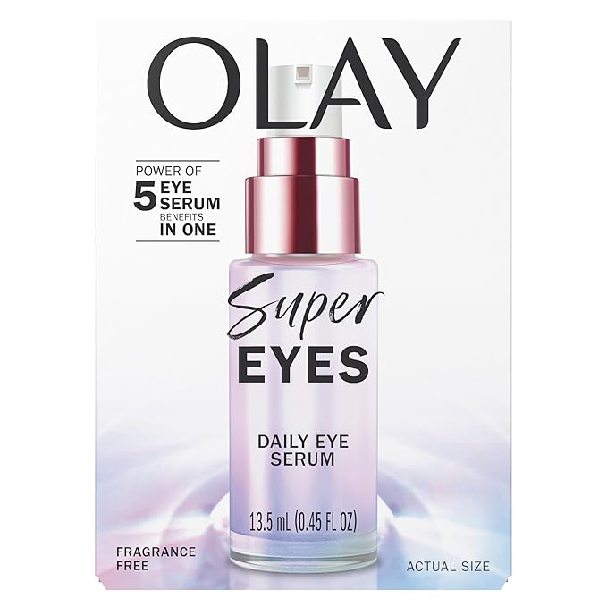 Olay Super Eye Serum - Vitamin C, Caffeine, Niacinamide, Amino Peptide, Aloe Vera - Brightens Dark Circles, Anti-Wrinkle, Anti-Aging, Brightening, Smooths Fine Lines, Firming, Hydrating, 0.45 Oz-Velvo Beauty
