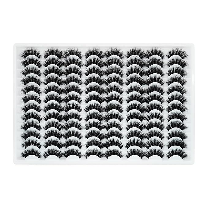 False Eyelashes 48 Pairs Faux Mink Lashes 14mm Wispy Lashes 3D Fluffy Cat Eye Lashes Pack Bulk Wholesale Strip Lashes(style 48-032)-Velvo Beauty