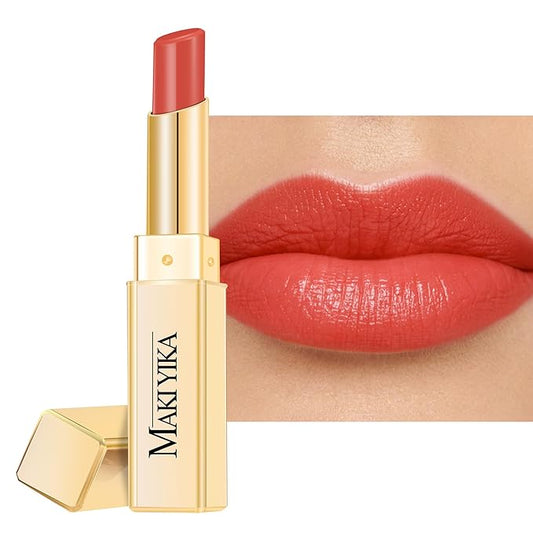 MAKI YIKA Moisture Coral Red Lipstick for Women Hydrate Lip Balm for Dry Cracked Lips Weightless Glossy Lip Color Juicy Finish,MA053 Coral Red-Velvo Beauty