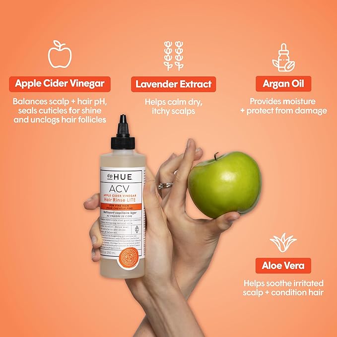 dpHUE Apple Cider Vinegar Hair Rinse Lite, 20 oz - Shampoo Alternative, Scalp Cleanser & Post Workout Rinse - Won’t Weigh Fine Hair Down - Removes Buildup & Sweat-Velvo Beauty