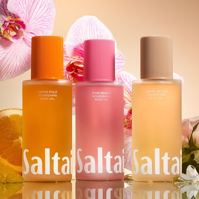 Saltair Body Oil. Luxurious Pink Beach After Shower and Bath Oil Moisturizer for Women. Botanical, Non-Greasy, and Well-Absorbing Lotion for Hydrating Dry Skin. 4oz Pump Bottle-Velvo Beauty