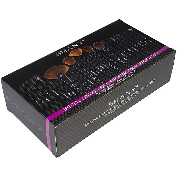 SHANY Makeup Brushes Premium Synthetic Foundation Powder Concealers Eye Shadows Cosmetics Brush Set with Faux Leather Pouch and Instruction sheet, 32 Count-Velvo Beauty