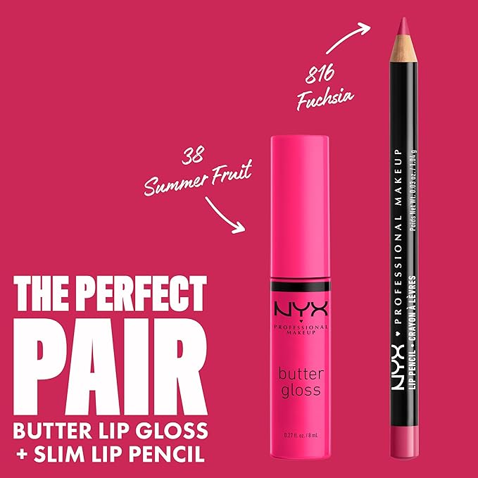 NYX PROFESSIONAL MAKEUP Butter Gloss, Non-Sticky Lip Gloss - Summer Fruit (Hot Pink)-Velvo Beauty