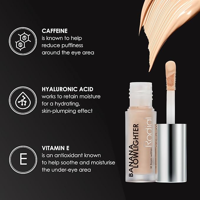 Rodial Banana Lowlighter 0.05 fl oz, Travel Size Liquid Colour Concealer with Yellow Undertone, Face Concealer, Non-Shimmer Finish, Hydrating Formula with Hyaluronic Acid, Vitamin E and Caffeine-Velvo Beauty