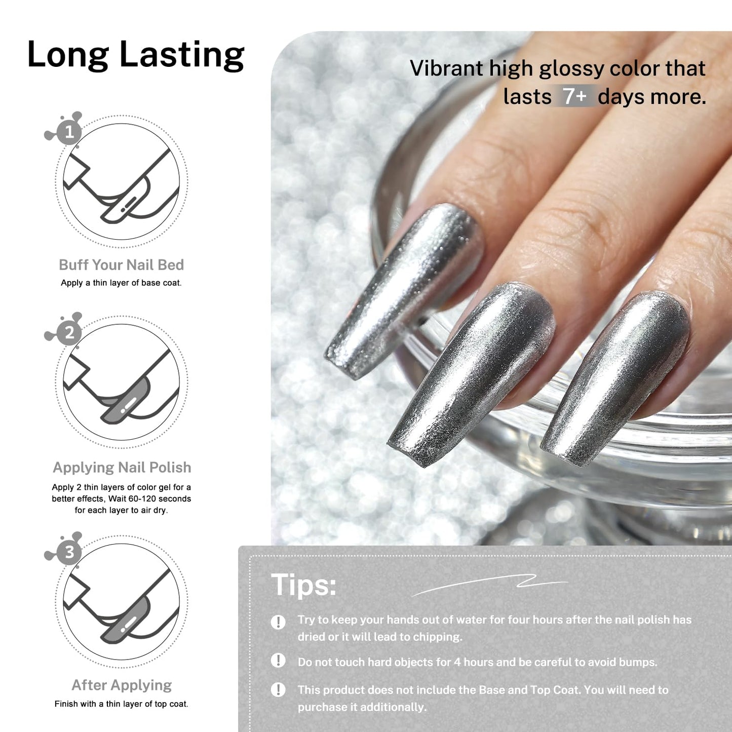 16.5ml Glitter Silver Nail Polish Large Volume Quick Dry Nail Polish, Long Lasting Shine, Fingernail Toenail Nail Art DIY Home Travel Nail Art Gift-Velvo Beauty