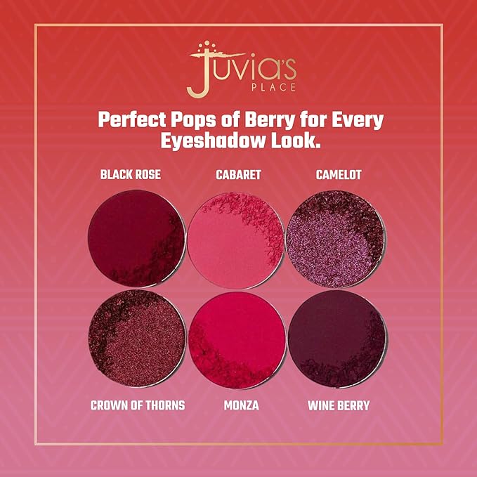 Juvia's Place Palette The Berries - Mauves, Deep Pinks, & Perfect Berry Hues, Professional Eye Makeup, Pigmented Palette for Eye Color & Shine, Pressed, Shades of 6-Velvo Beauty