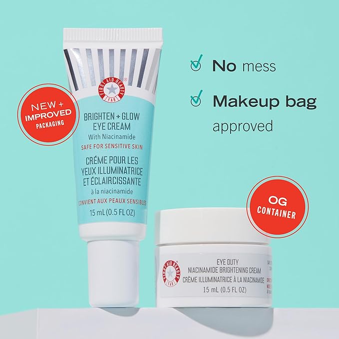 First Aid Beauty Brighten + Glow Niacinamide Eye Cream – Illuminating Brightening Cream to Help Hydrate & Reduce the Look of Dark Circles – 0.5 oz.-Velvo Beauty
