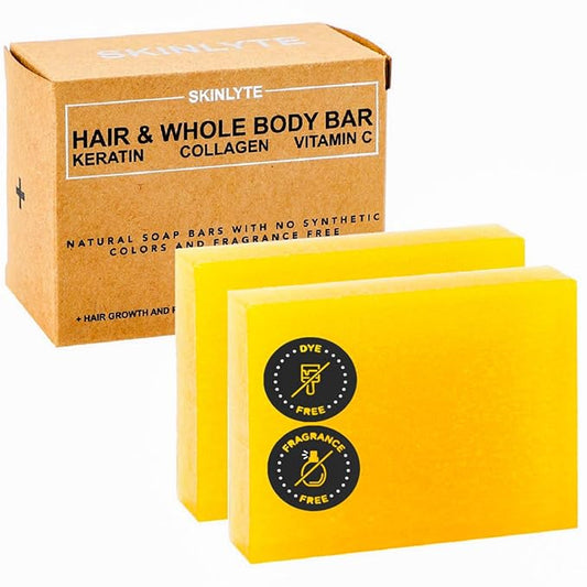 Natural Hair & Whole Body Bar Soap -Hair & Skin Treatment- Keratin & Collagen Peptides | Hair: Promotes Growth, Repair, Strength, Volume | Skin: Anti-Aging, Firm, Elasticity w/Organic Sulfur-Velvo Beauty