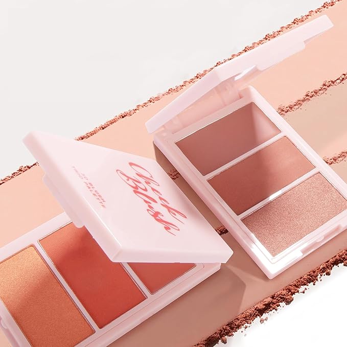 3D Blush Palette, Multi-Use Makeup Powder Pink Blush Palette Glow Makeup Cream Blush For Cheeks, Lightweight, Smooth, Blendable, Contour & Highlight Face for Shimmery Or Matte Finish(04#)
