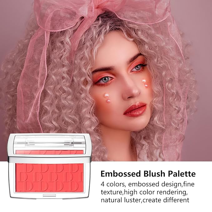 Embossed Blush, Palette Pink Dark Powder Blush Palette-Velvo Beauty