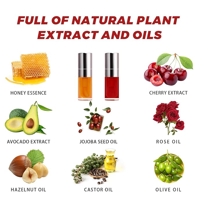 Lip Glow Oil Set, 2 Pcs Comforts Plumping Lip Oil, Refreshes Hydrating Lip Gloss Oil, Non-sticky Lip Plumper Gloss, Nourishing Lip Oil Tinted Lip Balm Lip Care, Soothes Tinted Lip Oil For Dry Lip-Velvo Beauty