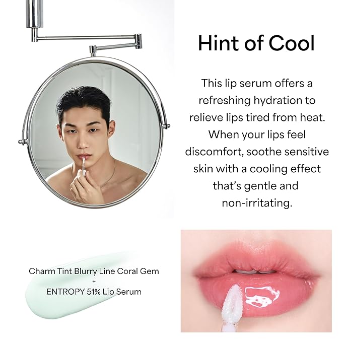 ENTROPY Makeup Charm Ultra Glossy Lip Serum, Nourish Lip Care with Amino Acid Complex, Hydrating, Cooling Care, Non-Sticky, High Shine Finish, Crystal Clear-Velvo Beauty