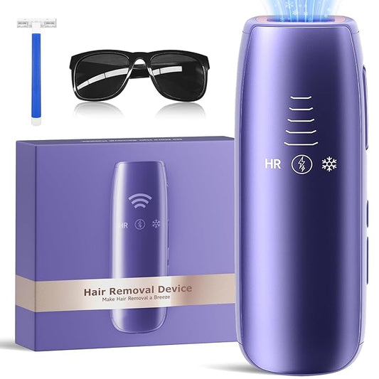 Laser Hair Removal with 5℃ Ice Cooling, Painless IPL Laser Hair Removal Device for Women & Men, 999,999 Flashes, 5 Levels, 2 Modes, Permanent At-Home Hair Removal for Face & Body, with 3 in 1 Set-Velvo Beauty