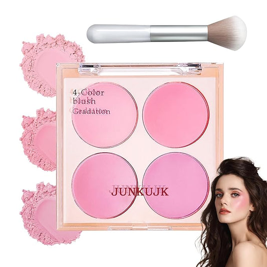 Blush Palette,Shimmer Silky Matte Blush Powder Palette,Professional Cute Face Contour Highlighter Blush Palette with Blush Makeup Brush 02-Velvo Beauty