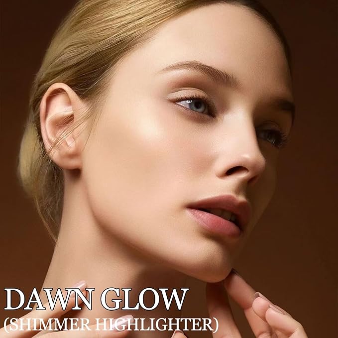 Erinde Face Highlighter Palette, Pearl Glossy Face Illuminator Palette, Natural Glow Finish, Shimmer Smooth Baked Highlighter Powder, Long-lasting Sparkling Highlighter Makeup, 03 Dawn Glow-Velvo Beauty