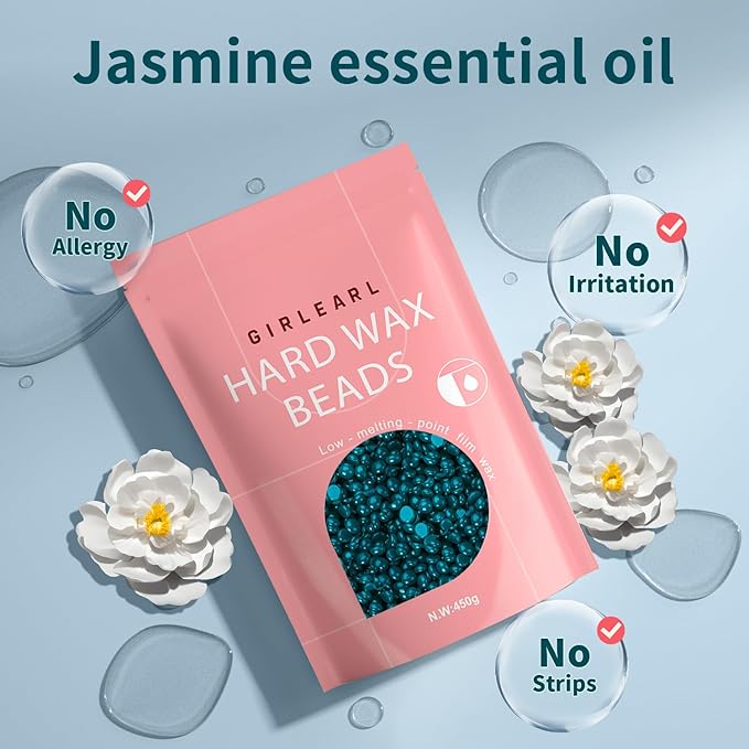 Hard Wax, Jasmine Infused Wax Beans for Sensitive Skin, 1lb, Wax for Hair Removal, Bikini, Legs, Eyebrow, Facial, Full Body Waxing for Women and Men-Velvo Beauty