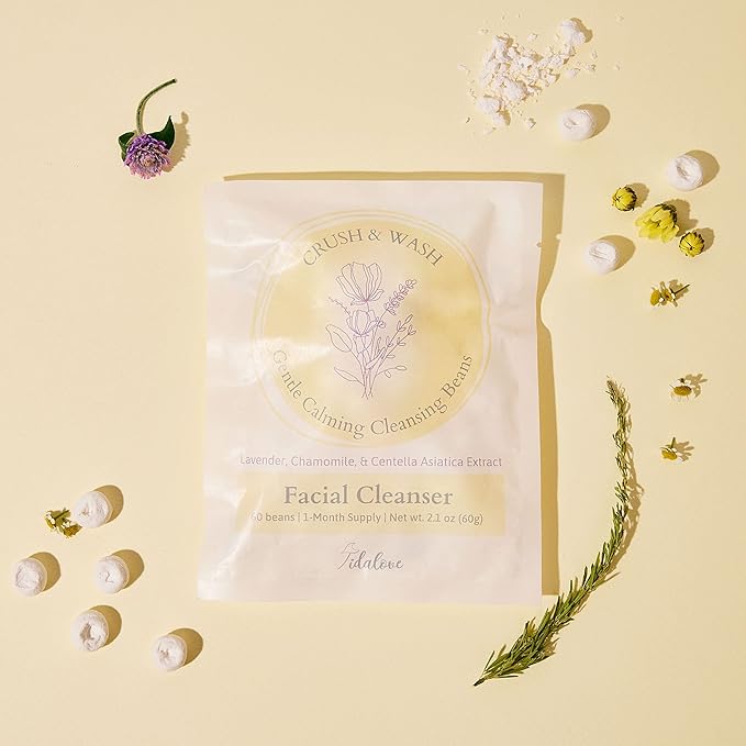 Daily 3 in 1 Facial Cleanser, Exfoliator and Wash-off Mask, Vegan, Cruelty Free, Plastic Free, Travel Friendly, 1 Month Supply Refill (60 Tablets) (Calming)-Velvo Beauty