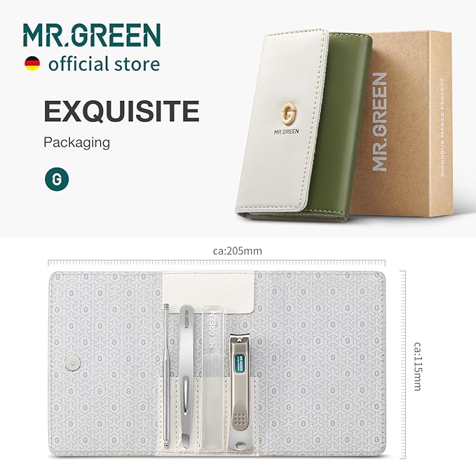 MR.GREEN Colorful Manicure Set Practical Pedicure Kits Nail Clippers Personal Care Tools Facial Hair Scissors with Fashion Case (Mr-6681 Green)-Velvo Beauty