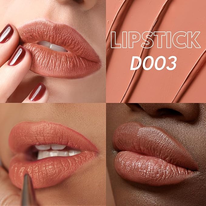 2PCS Marbled Matte Lip Stick Makeup - Velvety Finish | Naked-lip Feel, Full Coverage, D003+D004-Velvo Beauty
