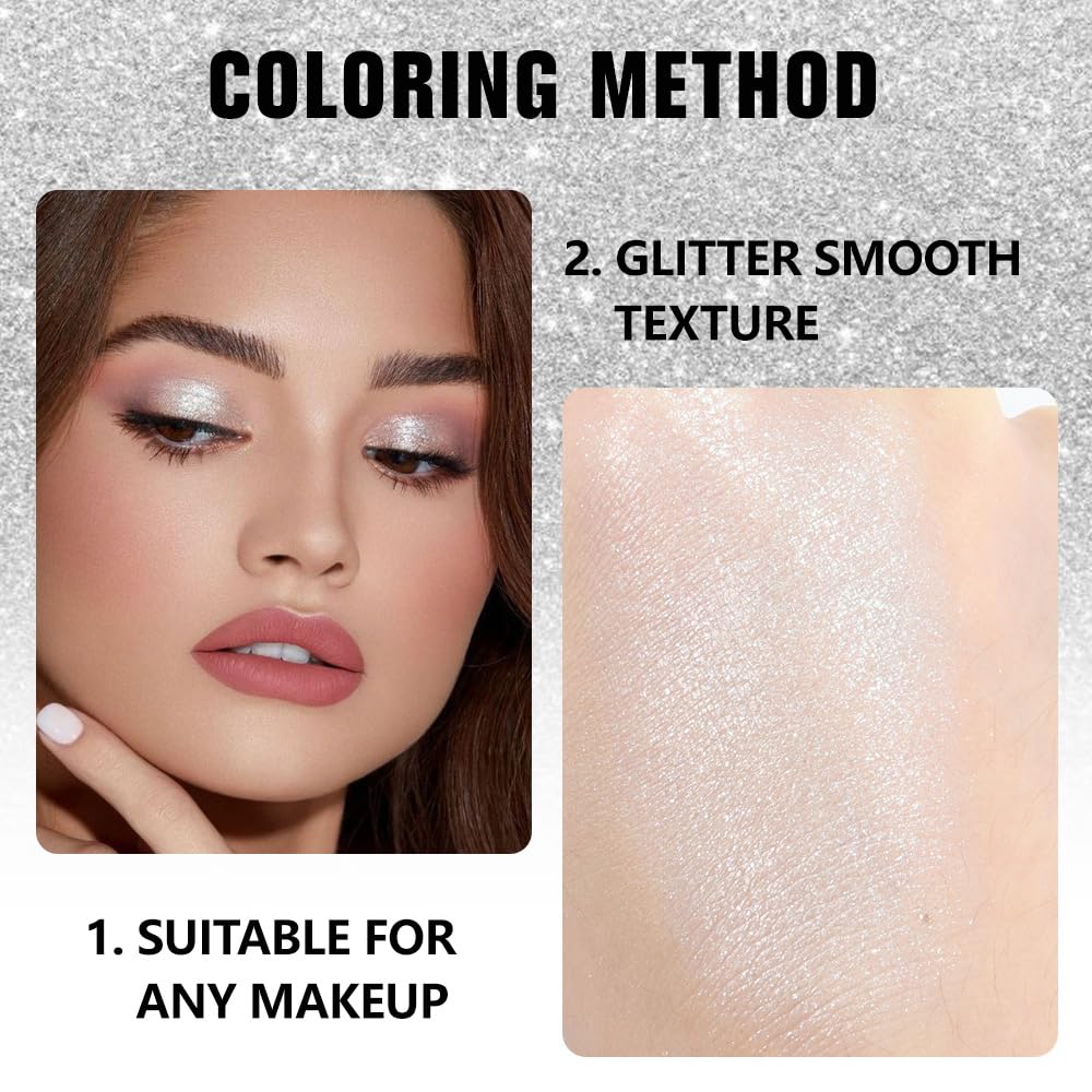 White Pearl Glitter Single Eyeshadow Palette - Single Shimmer Eye Shadow in Pearl White, Natural Highly Pigmented, Blendable Monochrome Powder Eye Shadow, Eyeshadow Palette Gift for Girls Women-Velvo Beauty