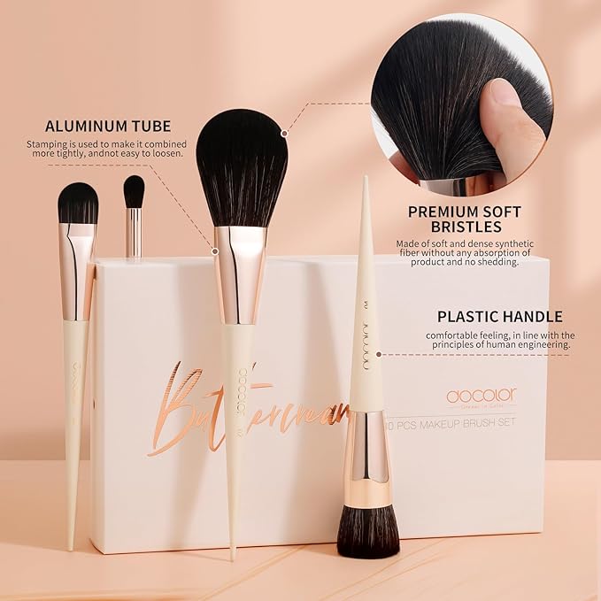 docolor Makeup Brushes Professional 30Pcs Make up Brushes Set Premium Synthetic Kabuki Foundation Blending Brush Face Powder Blush Concealers Eye Shadows Beige-Velvo Beauty