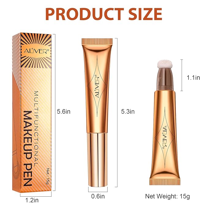 Liquid Highlighter Beauty Wand, Highlight Bronzer Stick with Cushion Applicator, Smooth Shimmer Finish, Lightweight Silky Cream Face Makeup Stick,Cruelty-free (Gold)-Velvo Beauty
