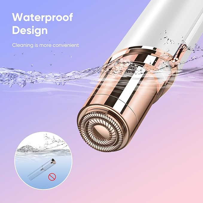 Facial Hair Remover for Women- as Seen on TV Painless Face Shaver -Mini Hair Remover, Electric Razor Shaver Portable Bikini Epilator for Lips, Chin, Armpit, Peach Fuzz, Fingers, Neck, Cheek (White-Velvo Beauty