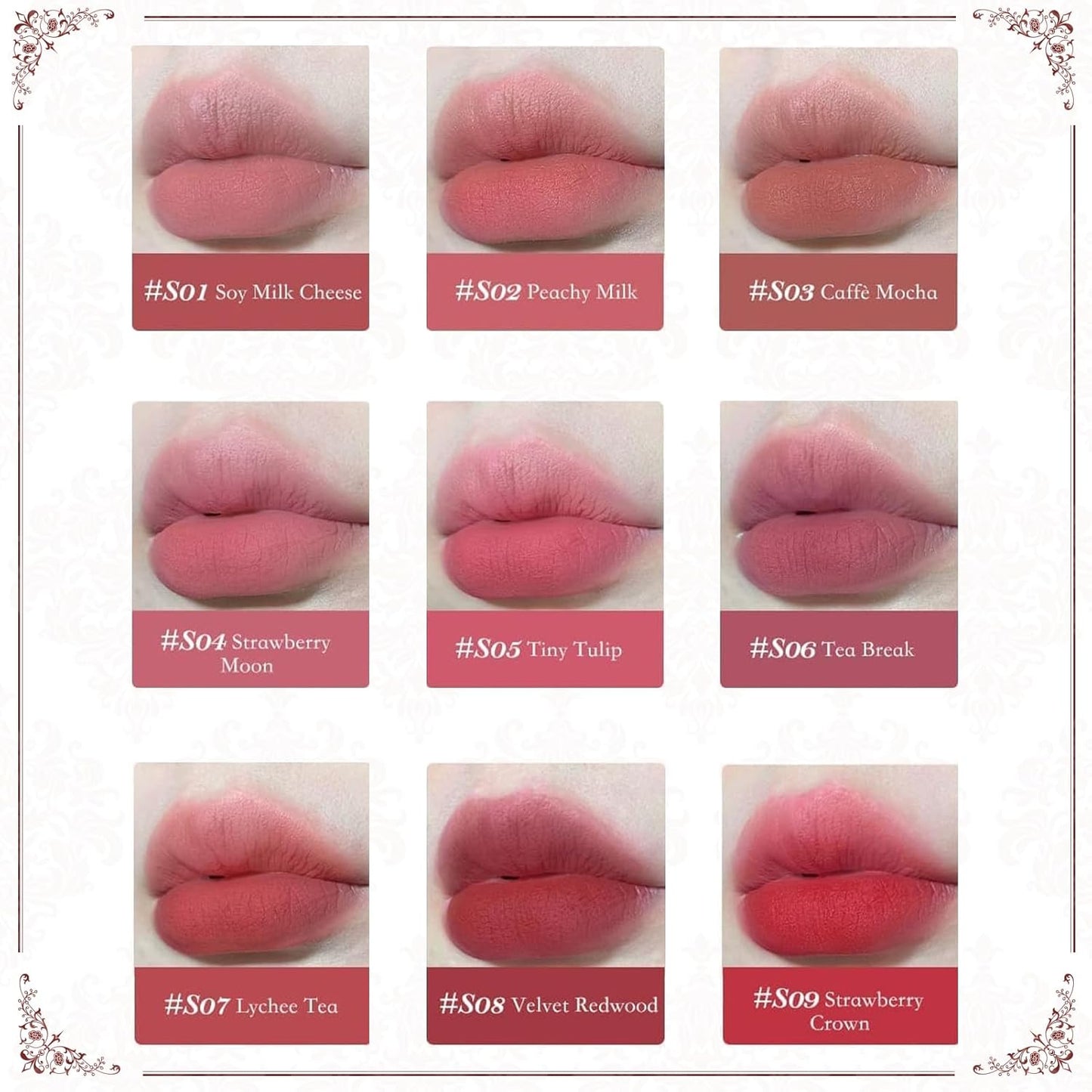 Flower Knows Strawberry Rococo Cloud Lip Cream,Velvety Matte Liquid Lipstick,Pink Lipstick,Long Lasting Lip Stain,Kiss-proof Blurred Lipstick for Girls&Women,0.12 Fl Oz(S04 Strawberry Moon)-Velvo Beauty